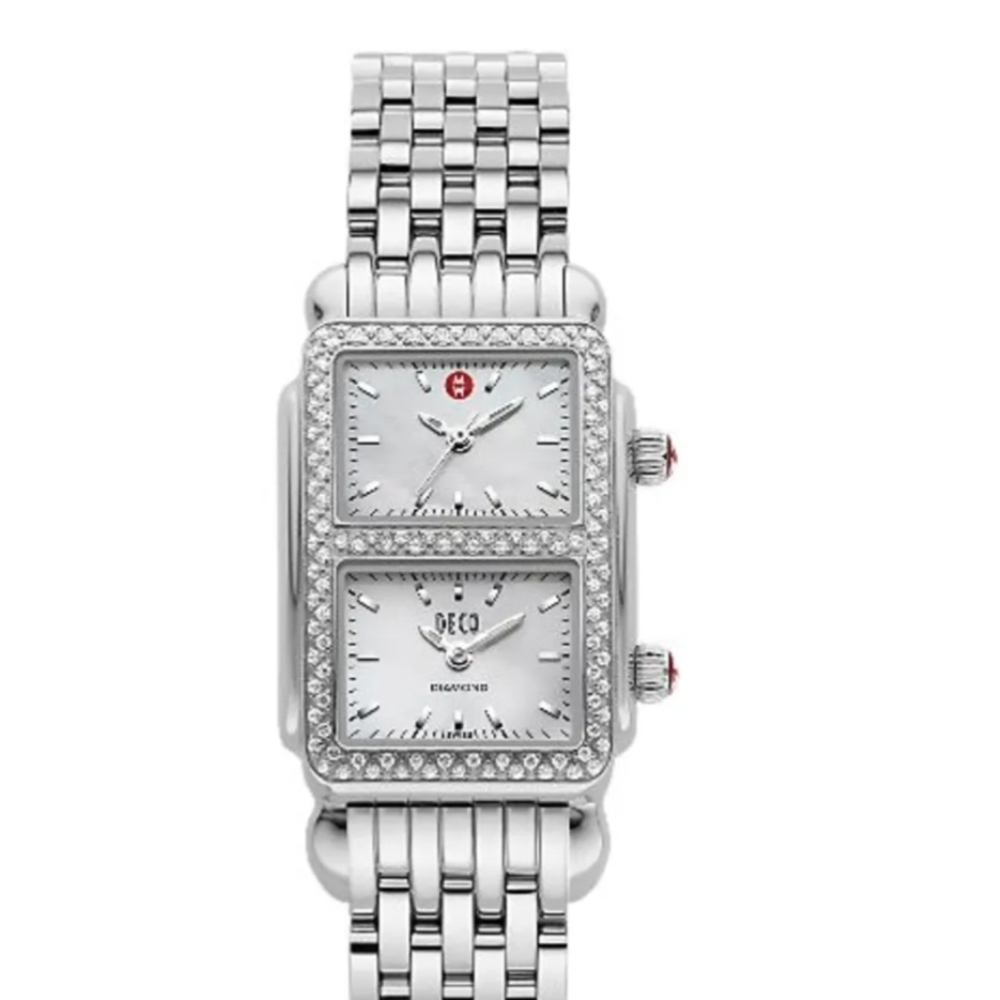 Michele Dual Dial Silver Diamond Watch